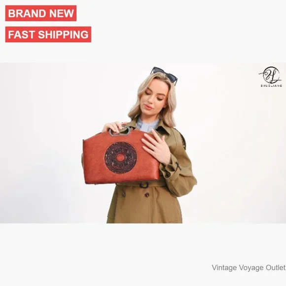 Genuine Leather Satchel Crossbody Bag Large Capacity Women's Handbag - Picture 7 of 7